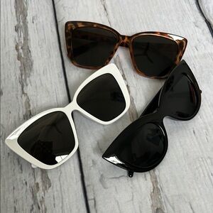 Stylish Black, White, and Tortoise Sunglasses Set